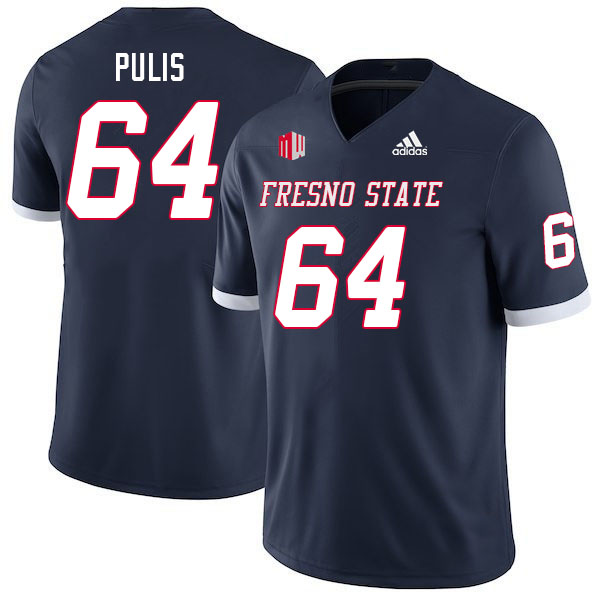 Men #64 Hayden Pulis Fresno State Bulldogs College Football Jerseys Stitched Sale-Navy